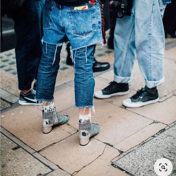 Zara Denim shorts Washed Distressed Unfinished Hem Plus size 20 Boho Moto NWT - Picture 6 of 9